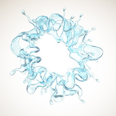 A blue splash of water. 3d illustration, 3d rendering.