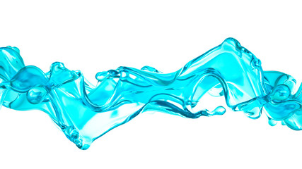 A blue splash of water. 3d illustration, 3d rendering.