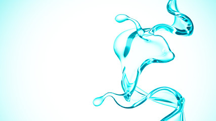 A blue splash of water. 3d illustration, 3d rendering.