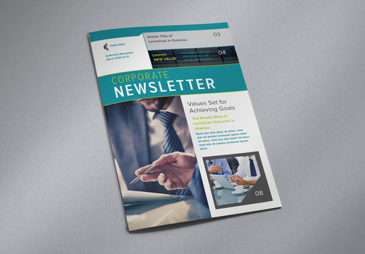 Newsletter Layout with Turquoise Accents