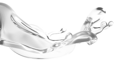 A clear splash of water. 3d illustration, 3d rendering.