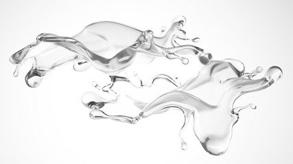 A clear splash of water. 3d illustration, 3d rendering.