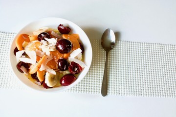  Tasty sweet corn meal with fruits.