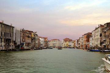 Venice, Italy,  Grand canal. The Grand canal is the most famous Venetian canal that runs through the city.