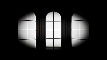 Grim black empty interior. 3d illustration, 3d rendering.