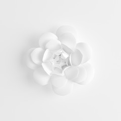 Paper flower on a white background. 3d illustration, 3d rendering.