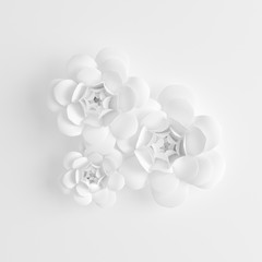 Paper flower on a white background. 3d illustration, 3d rendering.