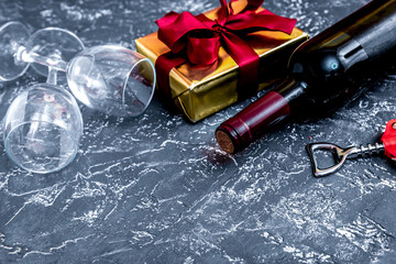 concept Valentine Day with wine top view mock up