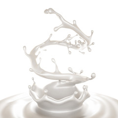 A splash of milk. 3d illustration, 3d rendering.