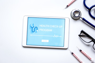 concept time health check up on white background