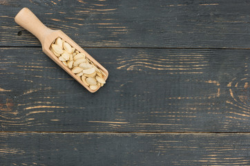 Pumpkin seeds in scoop