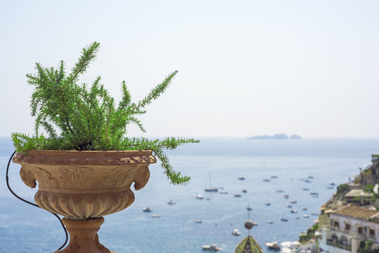 Panoramic View From Balcony In Positano City