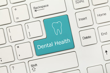 White conceptual keyboard - Dental Health (blue key)