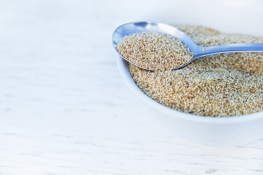 Amarant seeds wooden bowl food for health