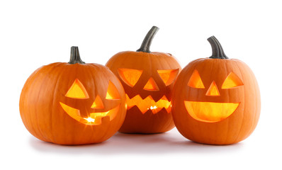 Halloween Pumpkins on white
