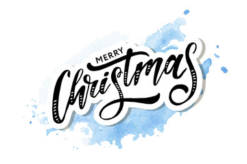 Christmas lettering Calligraphy Brush Text Holiday Sticker Watercolor