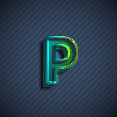 Glassy 3D font character, vector illustration