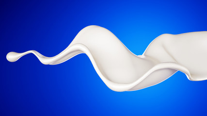 A splash of milk on a blue background. 3d illustration, 3d rendering.