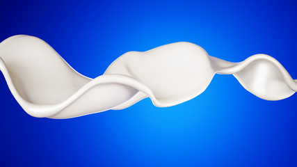 A splash of milk on a blue background. 3d illustration, 3d rendering.