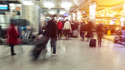 People at modern airport lounge terminal