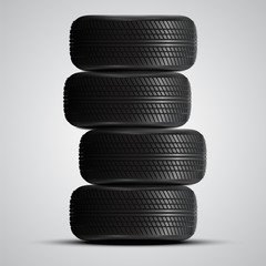 Fototapeta na wymiar Realistic tires, vector illustration