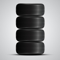 Fototapeta na wymiar Realistic tires, vector illustration