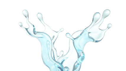 Fototapeta na wymiar A splash of clear blue water. 3d illustration, 3d rendering.