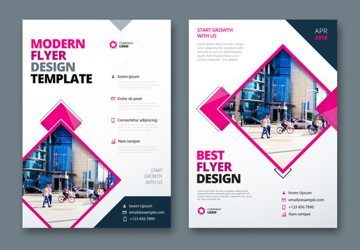 Flyer Layout with Layered Diamond Shapes