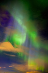 Fototapeta na wymiar Apatity, Kola Peninsula. Aurora Borealis in April.