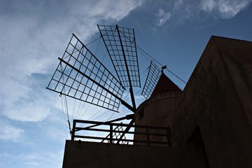 Italy, Sicily: detail of Marsala windmill.