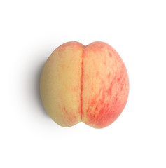 Peach on a white background. Ripe peach close-up isolated on white background.