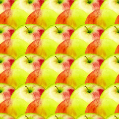 Watercolor seamless pattern with apples. Hand drawn botanic design. Template for a banner, poster, notebook, invitation