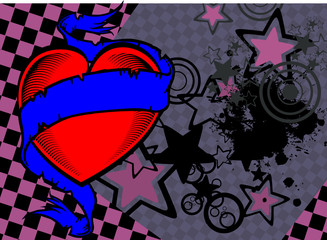heart tattoo retro style background in vector format
