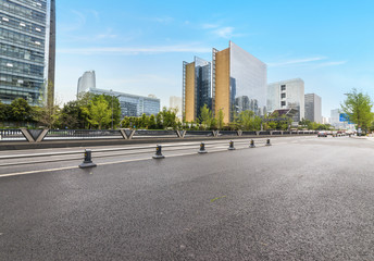 Fototapeta na wymiar empty highway with cityscape of chengdu,China