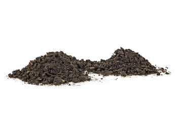 Pile of soil isolated on a white background