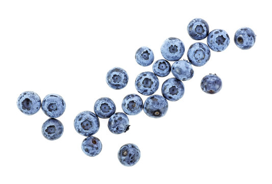 Blueberries isolated on white background. Top view.