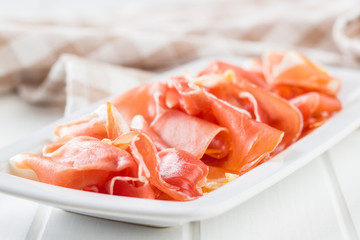 Italian prosciutto crudo or jamon.
