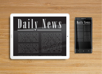 Realistic tablet with a smartphone, vector