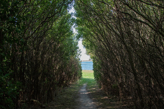 Blick durch den Tunnel aufs Meer