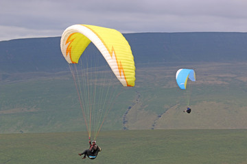 Paragliders in the Brecon Beacons