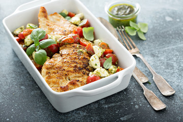 Grilled chicken with caprese