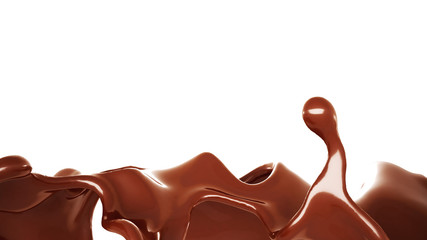 A splash of chocolate. 3d illustration, 3d rendering.