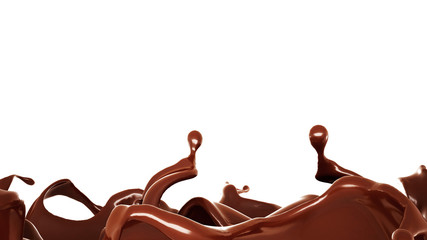 A splash of chocolate. 3d illustration, 3d rendering.