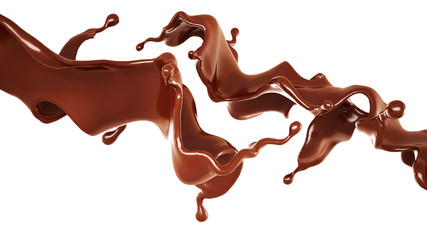 A splash of chocolate. 3d illustration, 3d rendering.