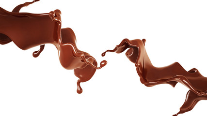 Fototapeta premium A splash of chocolate. 3d illustration, 3d rendering.