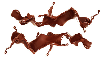 A splash of chocolate. 3d illustration, 3d rendering.