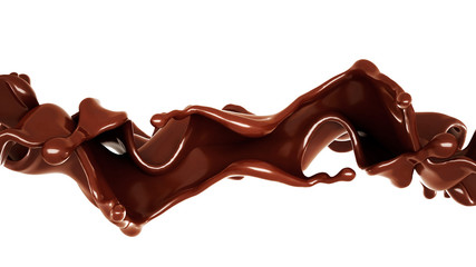 A splash of chocolate. 3d illustration, 3d rendering.