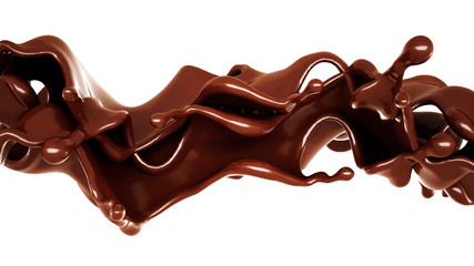 A splash of chocolate. 3d illustration, 3d rendering.