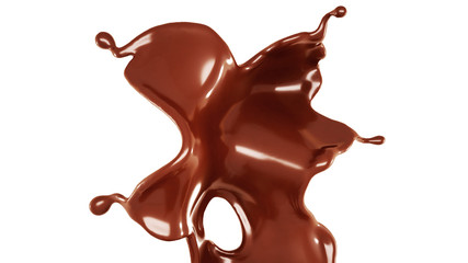 A splash of chocolate. 3d illustration, 3d rendering.