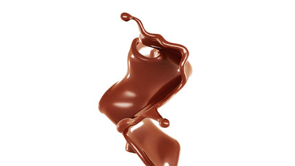 A splash of chocolate. 3d illustration, 3d rendering.